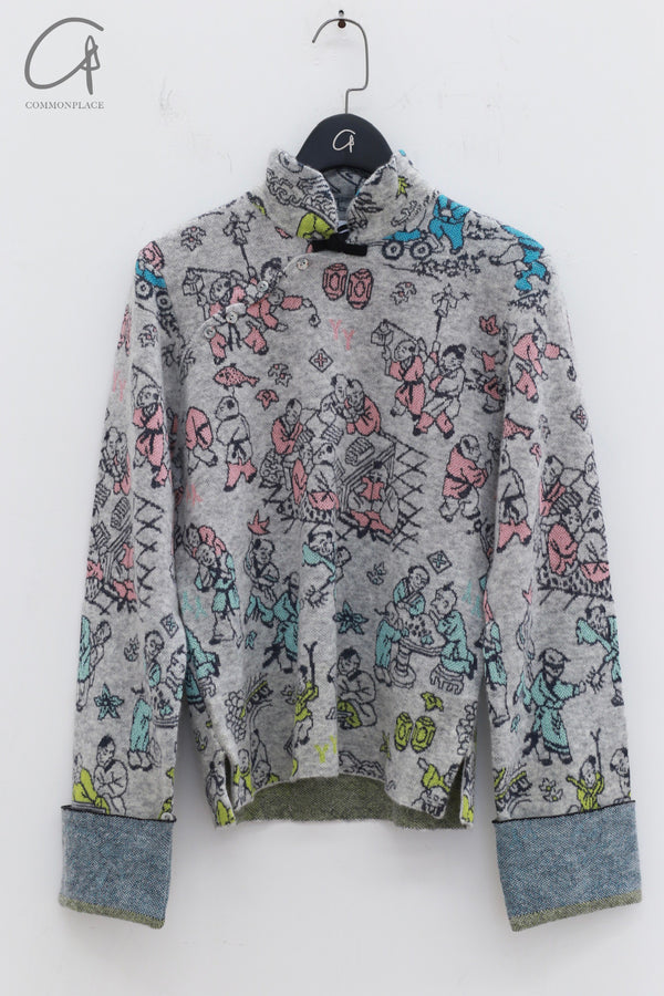 YANYAN KNITS stand collar pullover YYK-YYW23-0021-HUI gray